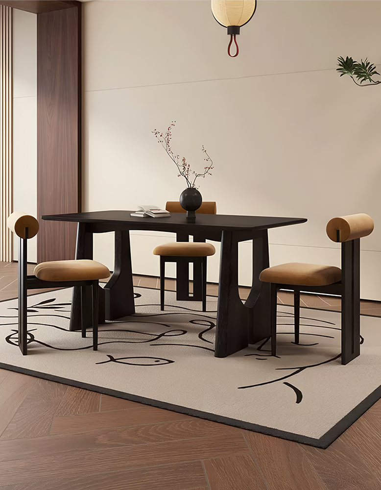 Allison Dining Table, Black, Solid Wood