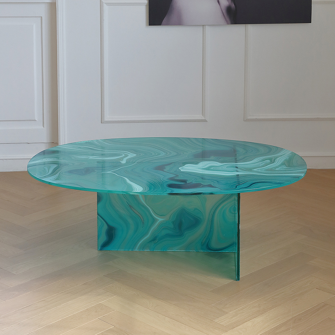 Leila coffee tables glass coffee table, Green