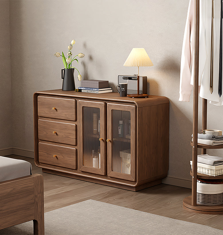 Ramirez Corner Dressing Table, Extendable Dressing Table, Walnut