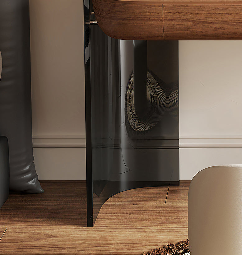 Grant Dressing Table With Big LED Mirror, Walnut & Black