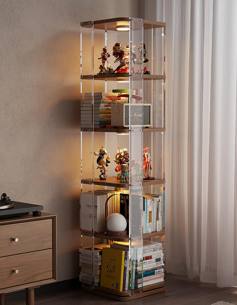 Amato Rotating Bookshelf, Freestanding Shelving Unit, Solid Wood