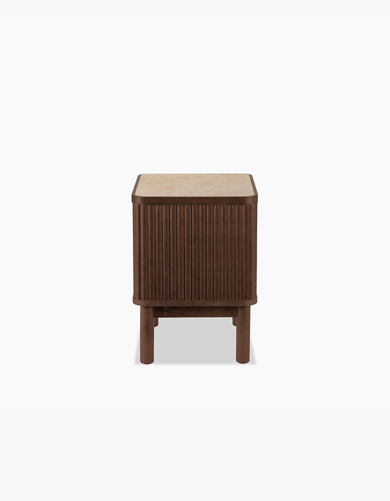 Tannenbaum 2 Drawer Bedside Table, Wood, With Sintered Stone Top