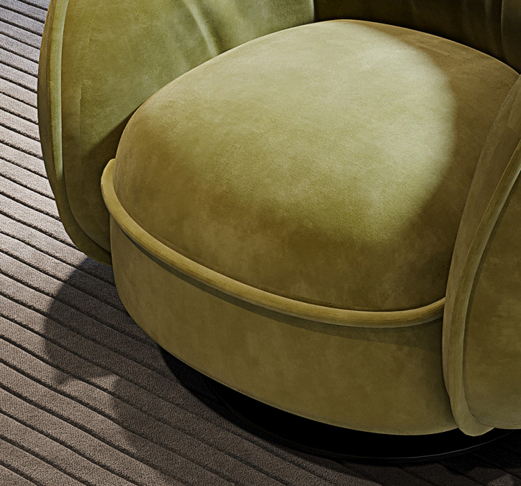 Elowen Swivel Lounge Chair, Green Vintage Armchair