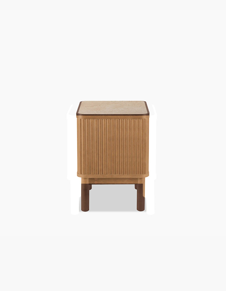 Tannenbaum 2 Drawer Bedside Table, Wood, With Sintered Stone Top