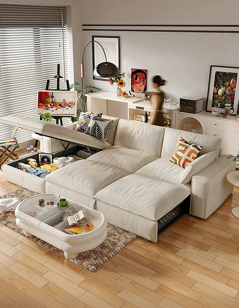 Acosta Corner Sofa Bed With Storage, Leathaire