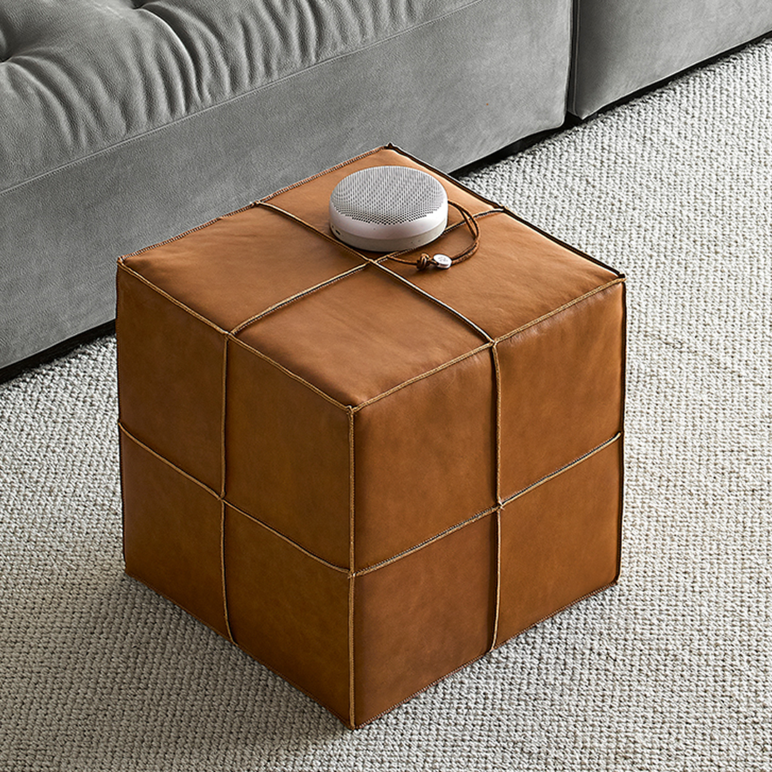 Sven Real Leather Foot Stool, Brown