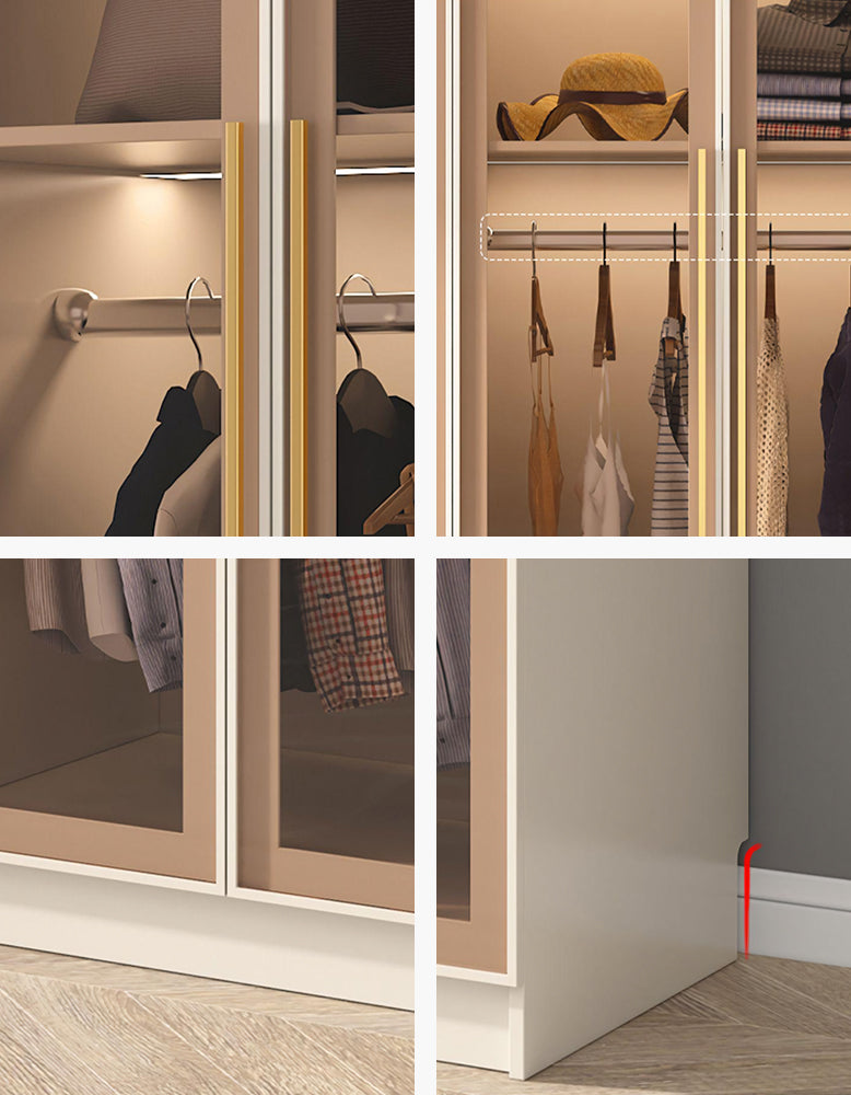 Varela Glass Door Wardrobe In Multiple Sizes, Corner Wardrobe With Lights
