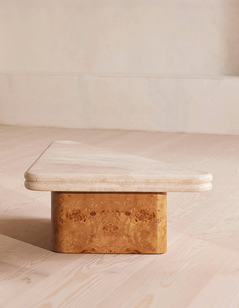 Forster Triangle Coffee Table, Travertine