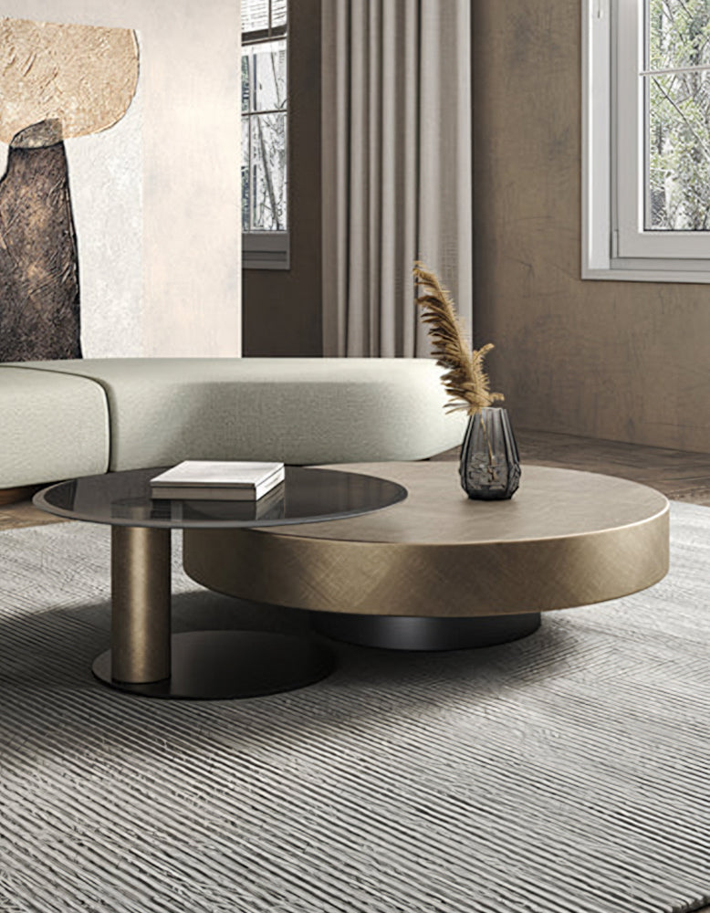 Gold Nesting Coffee Table, With Black Side Table