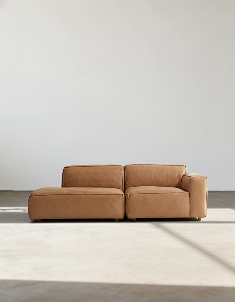 Calliope Brown Three Seater Sofa, Real Leather