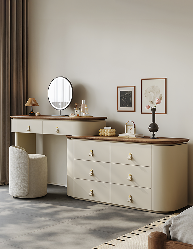 Danna Corner Dressing Table With Mirror, Solid Wood