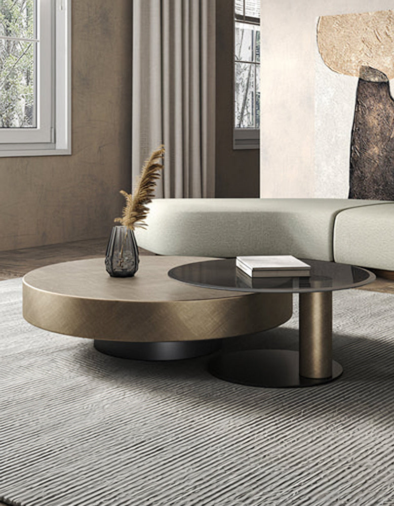 Gold Nesting Coffee Table, With Black Side Table