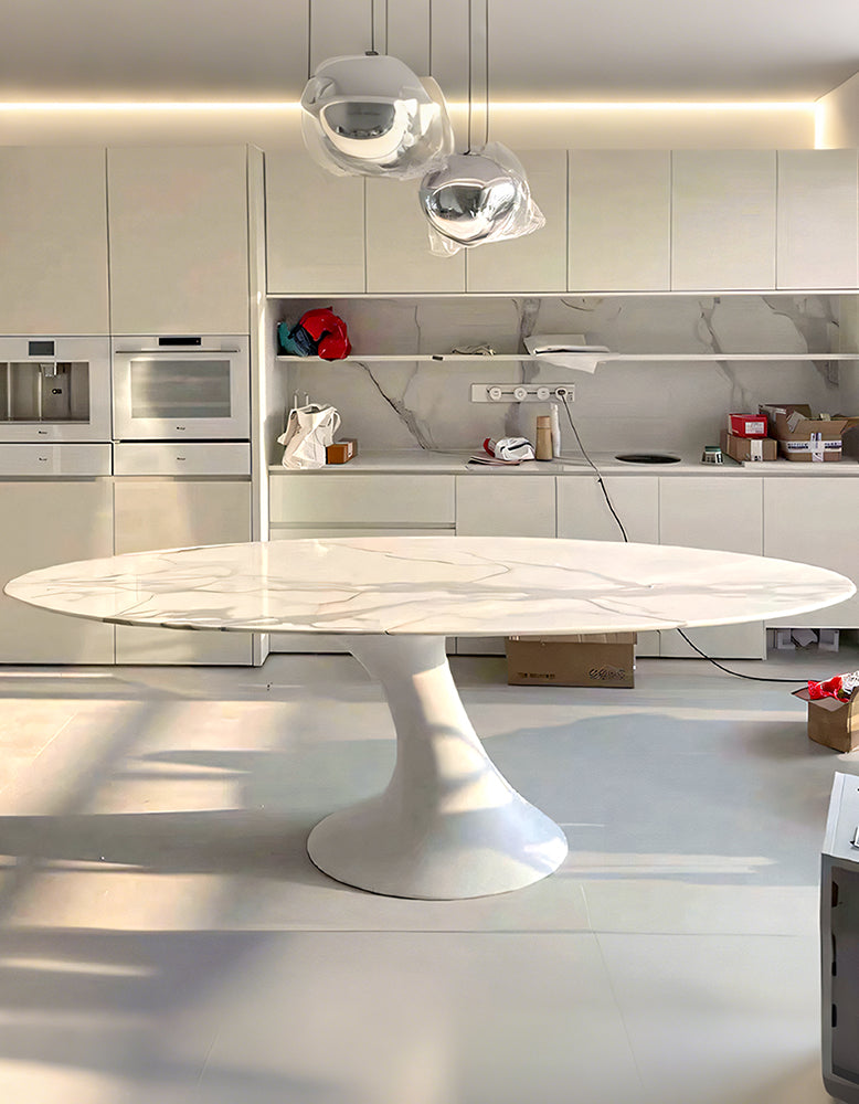 Omer Oval Dining Table, Marble