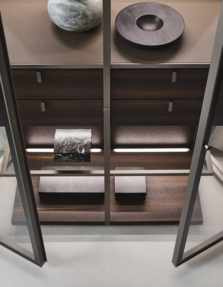 Galvez Akhtar Pahlavi Wine Storage With Glass Door, Display Cabinet