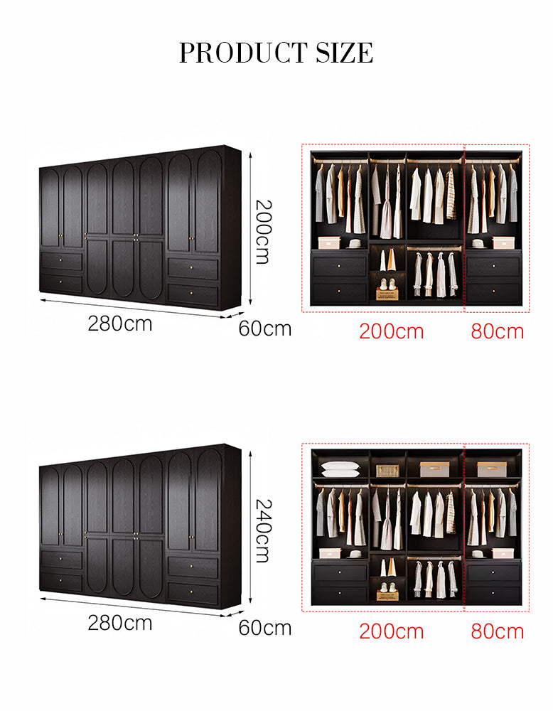 Novak Large Wardrobe, 2 Door Wardrobe, More Sizes, Black