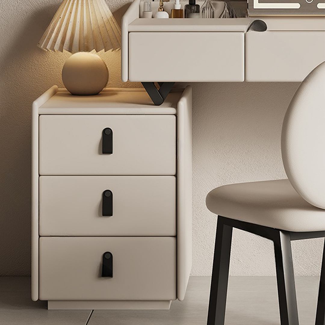 Pilar Dressing Table LED Mirror With Drawers, Cream