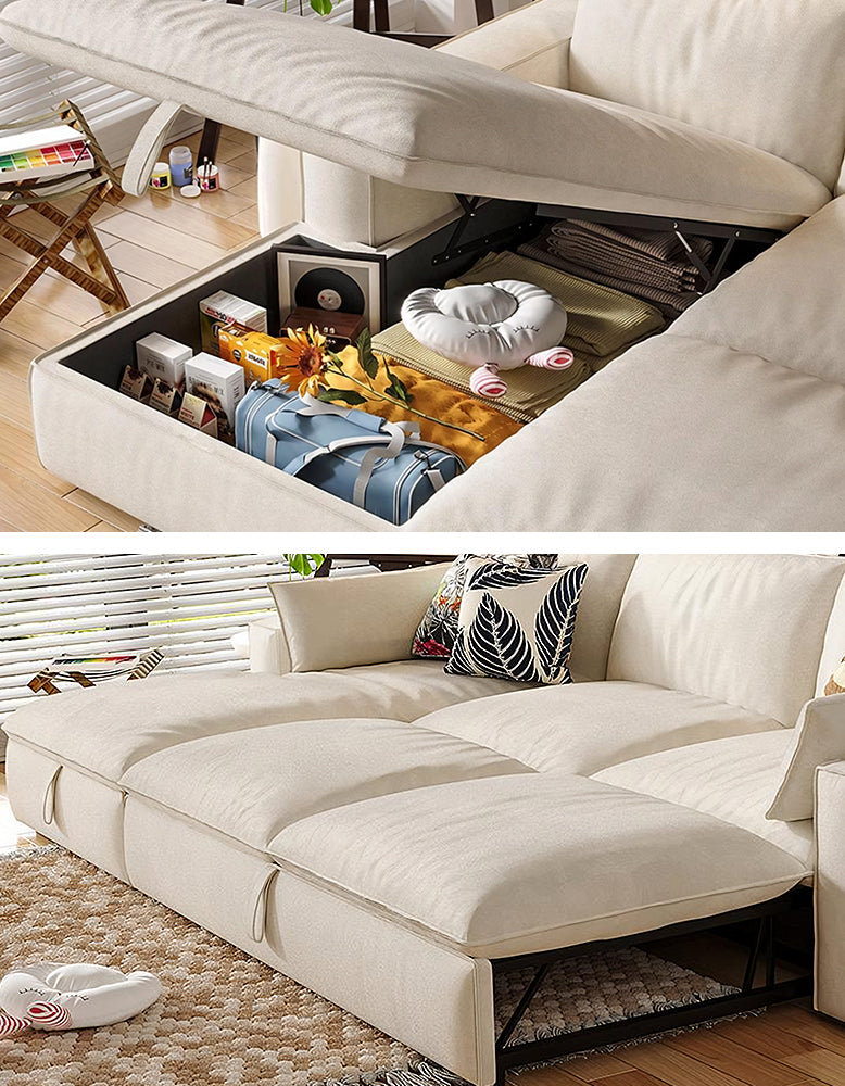 Acosta Corner Sofa Bed With Storage, Leathaire