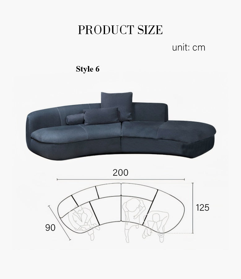 Nakamura Curved Sofa, C Shape Sofa