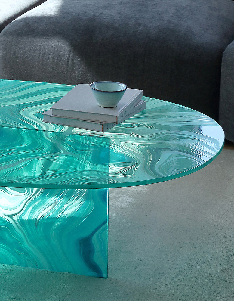 Leila coffee tables glass coffee table, Green