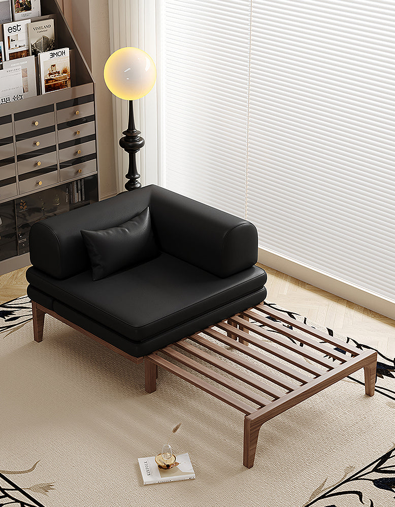 Ocampo Single Seater Corner Sofa Bed, Leather