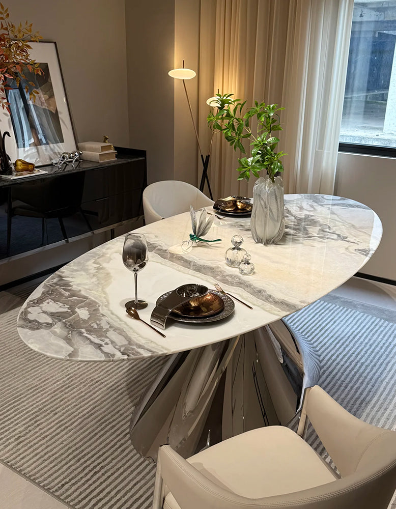 Osim Oval Dining Table, Marble