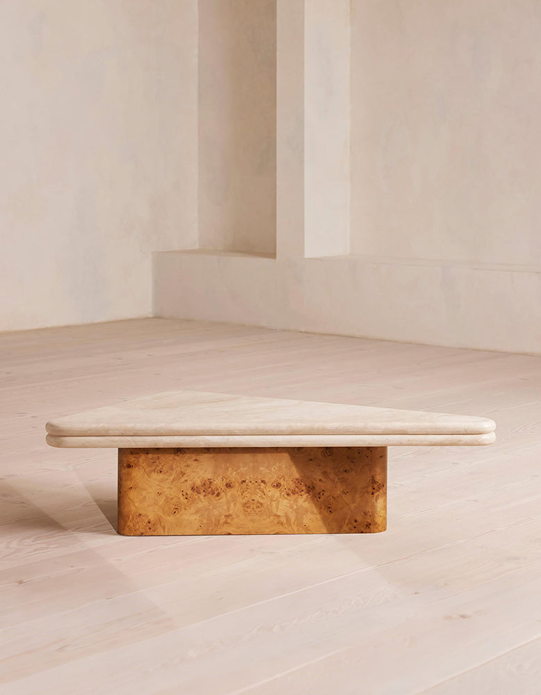 Forster Triangle Coffee Table, Travertine