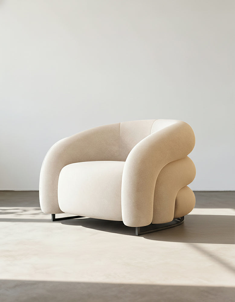 K93 Armchair, White Velvet