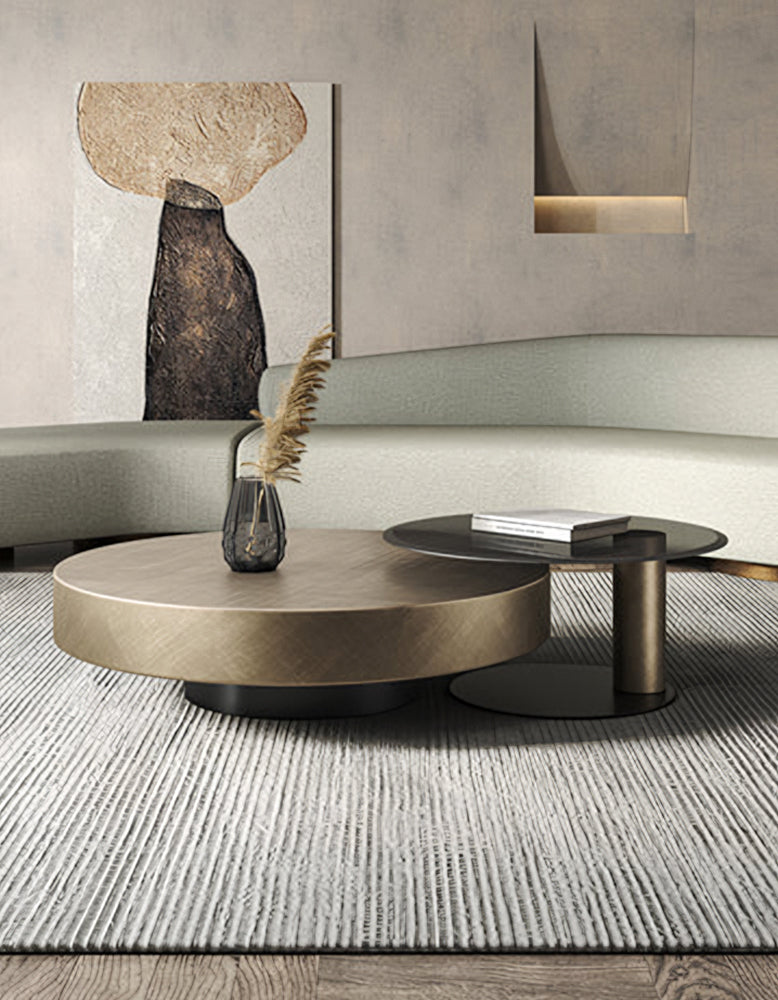 Gold Nesting Coffee Table, With Black Side Table