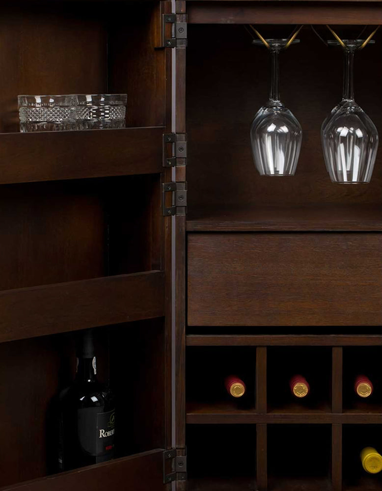 Mahajan Wine Sideboard With 2 Doors & Wine Rack, Solid Wood