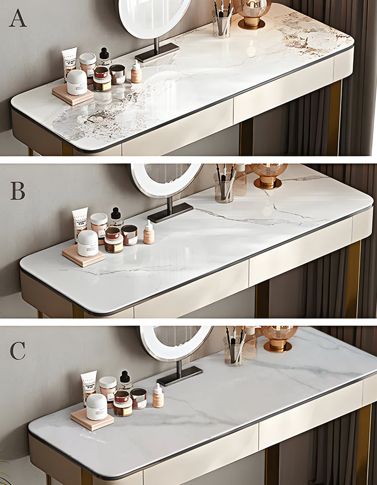 Hamlin Dressing Table With Mirror, Sintered Stone