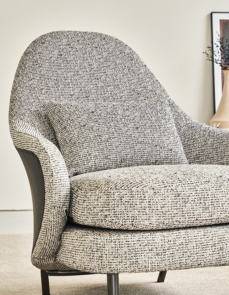 Diakite Armchair With Footstool, Linen & Leather