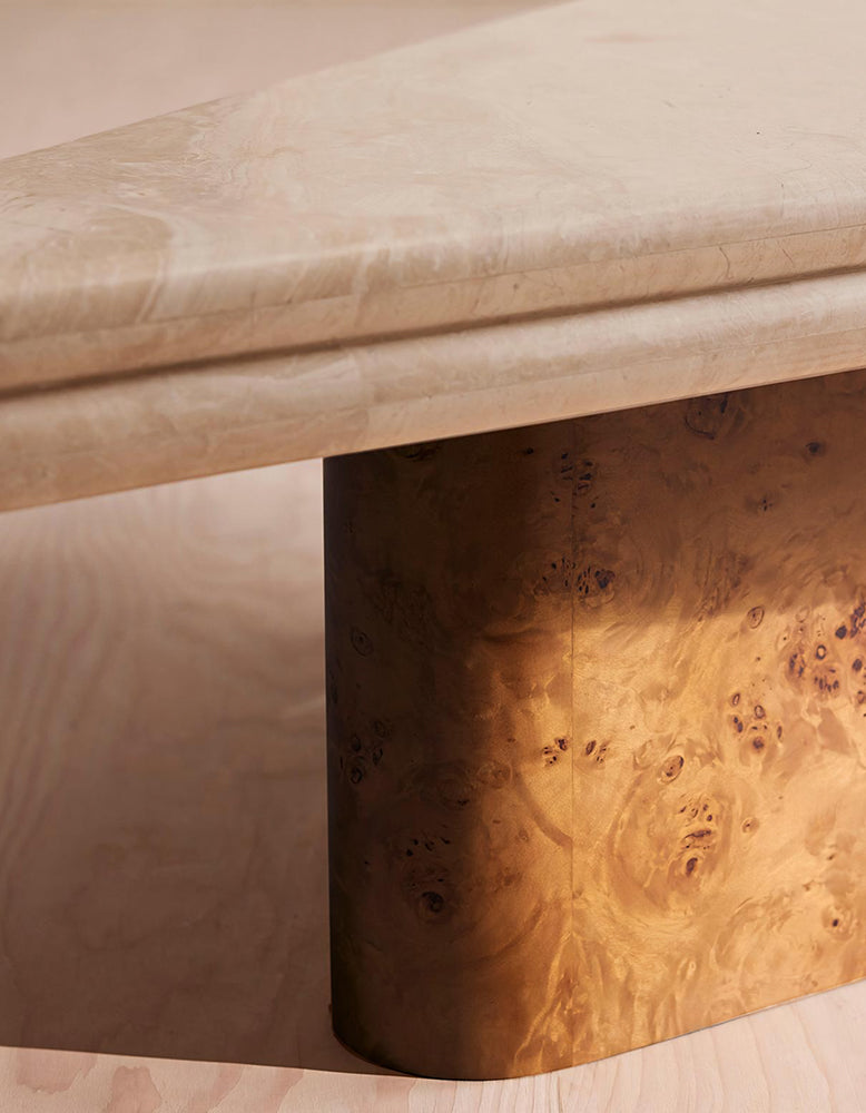 Forster Triangle Coffee Table, Travertine