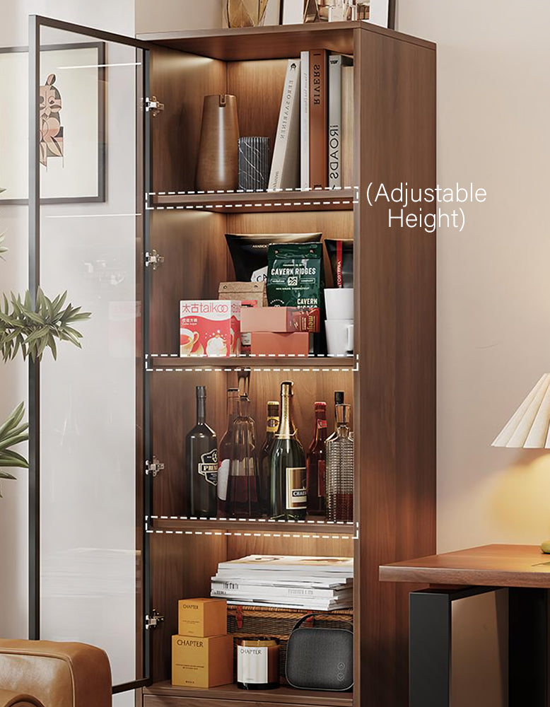 Pahlavi Wine Storage With Glass Door & Wine Rack, Solid Wood
