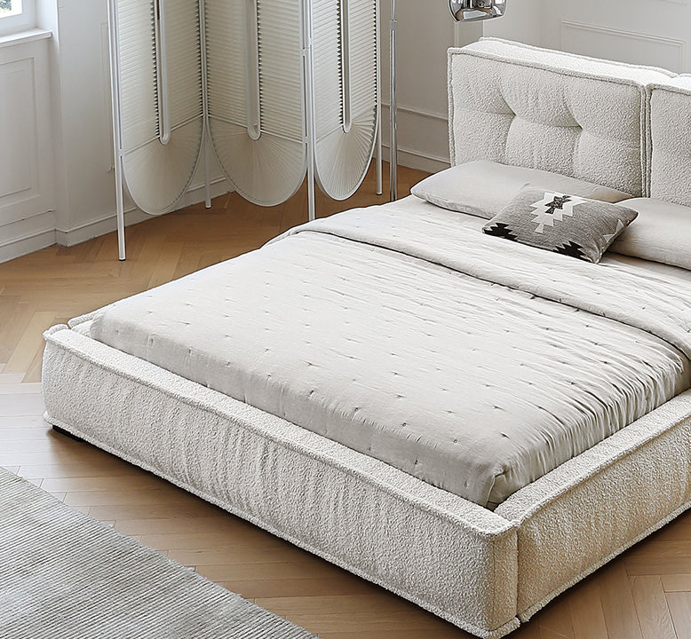 Yuki King Size Bed, Super King Size, No Storage, White