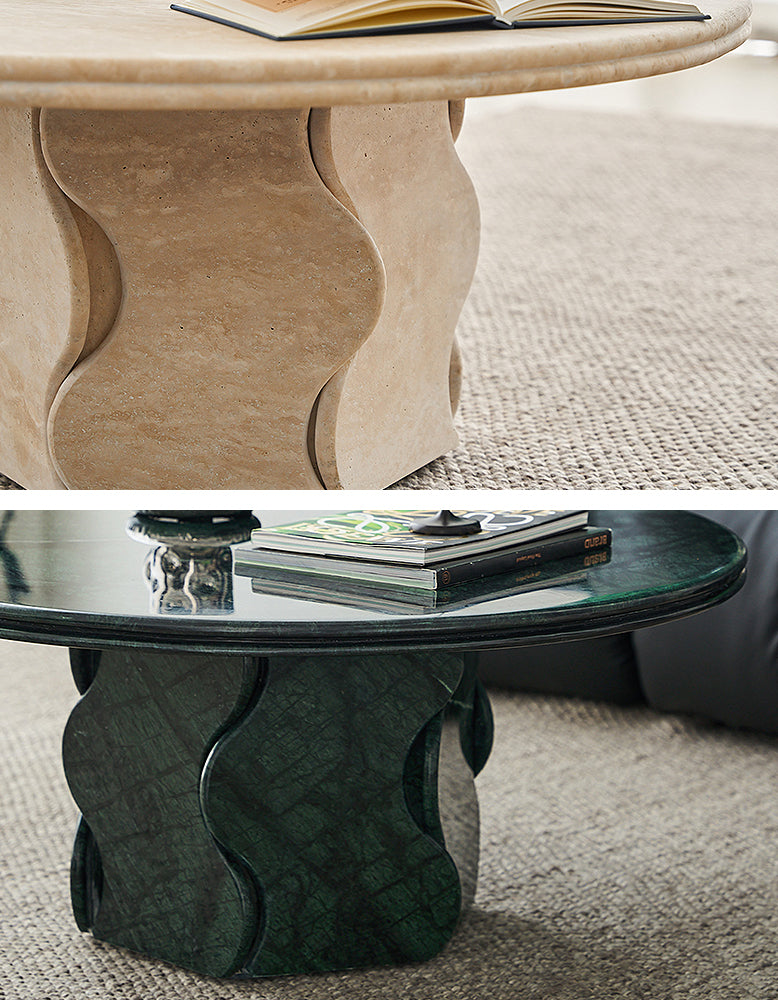 Quintero Round Coffee Table, Marble Or Travertine
