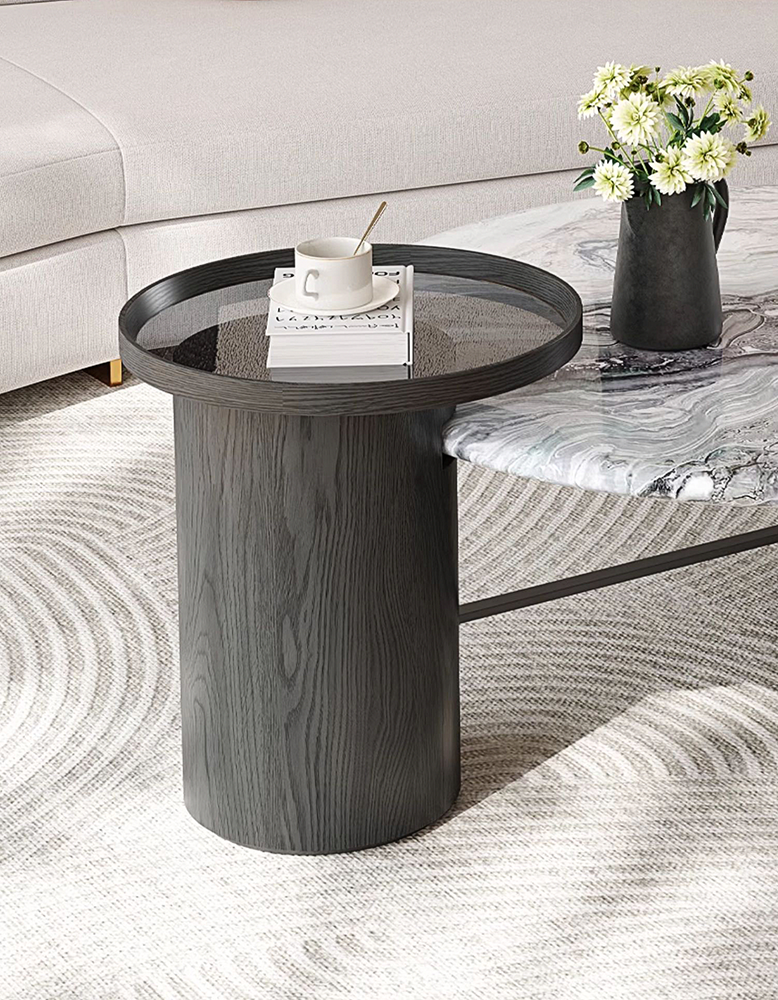 Galatea Round Nesting Marble Coffee Table, Marble Top