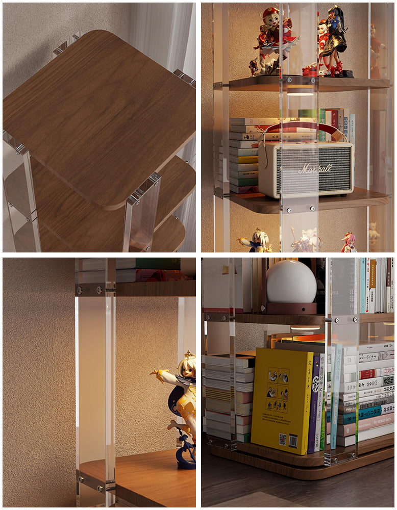 Amato Rotating Bookshelf, Freestanding Shelving Unit, Solid Wood