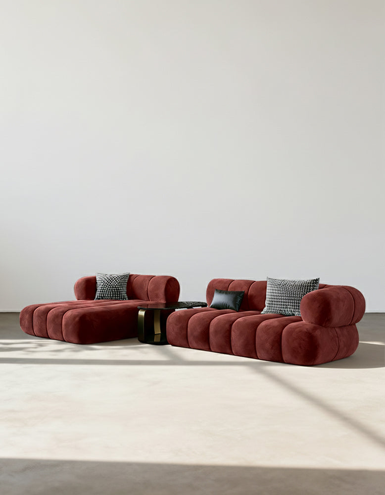 Anouk Modern Red Modular Sofa, Three/ Two Seater Sofa