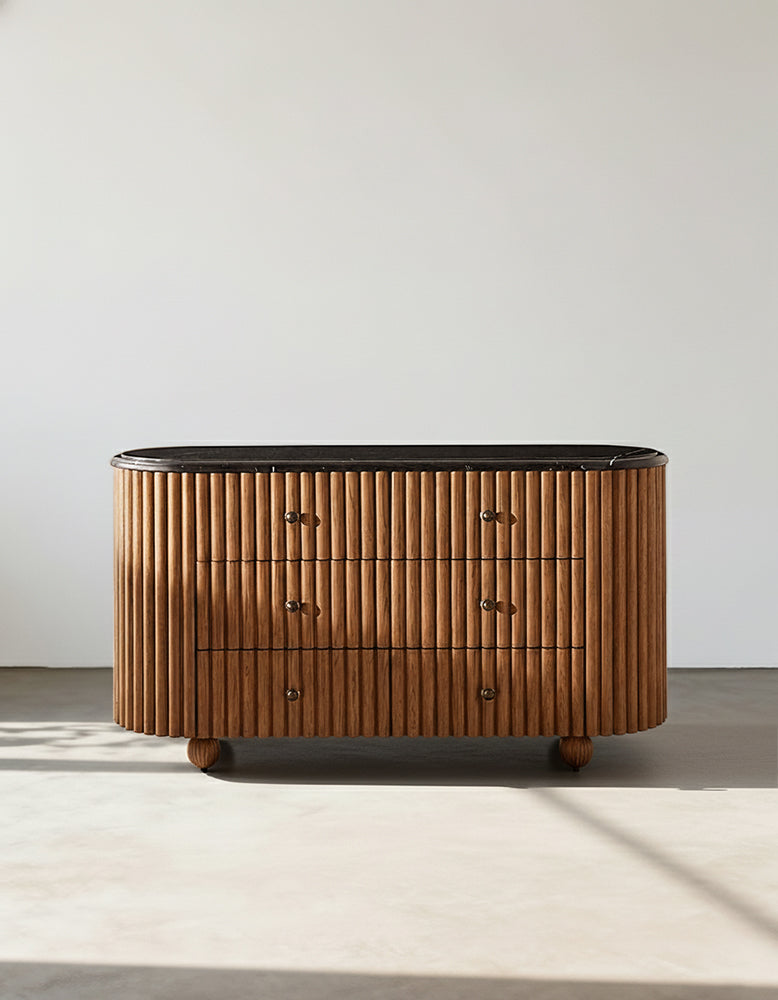 Ava Marble Hallway Sideboard, Solid Wood