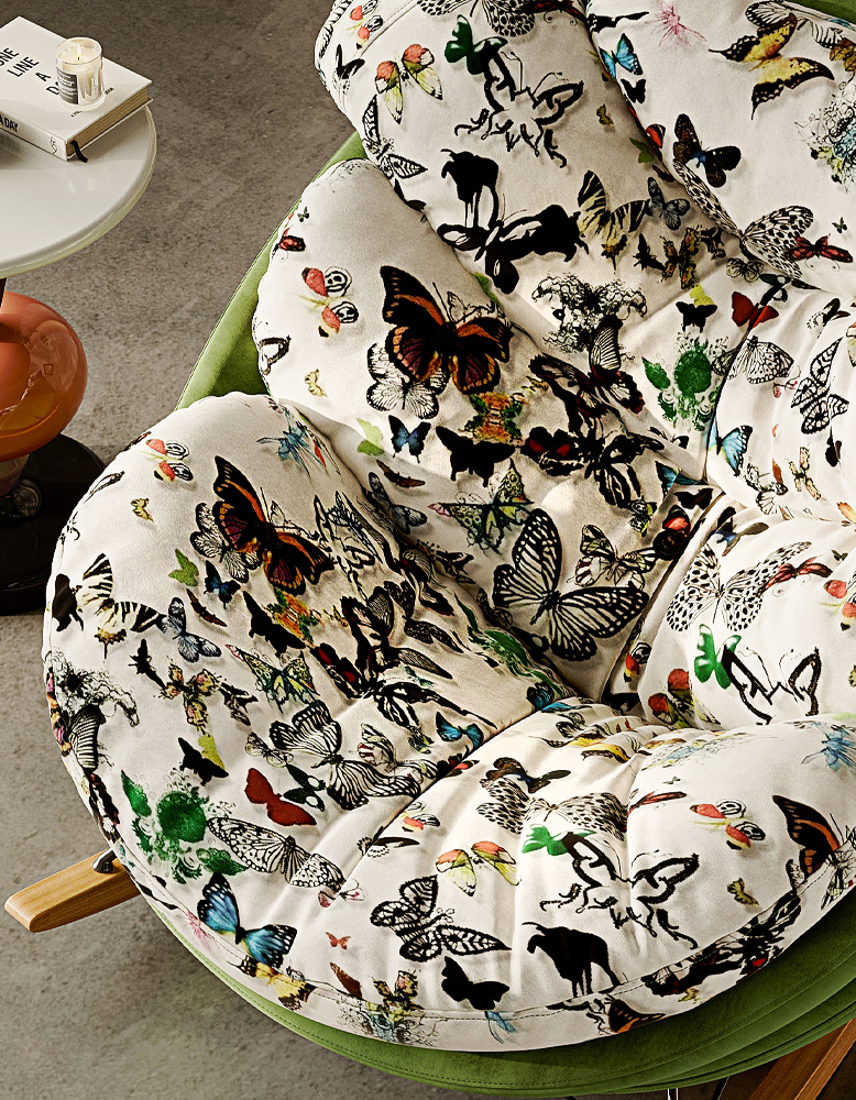 Eowyn Lounge Rocking Armchair, Butterfly Print