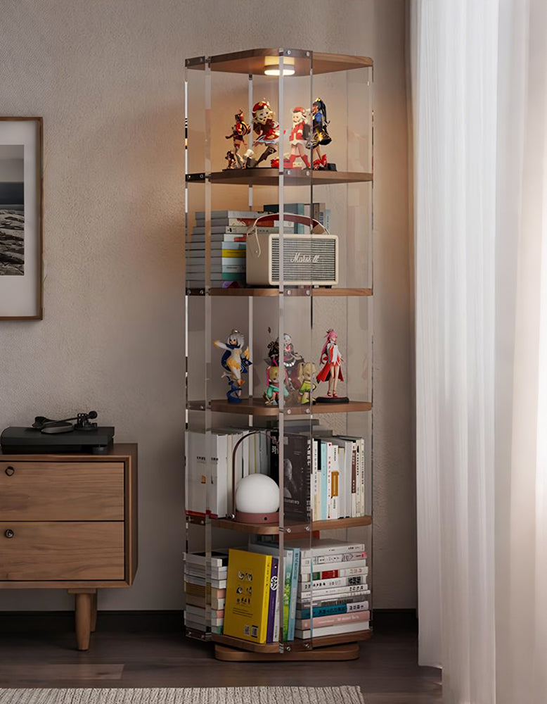 Amato Rotating Bookshelf, Freestanding Shelving Unit, Solid Wood