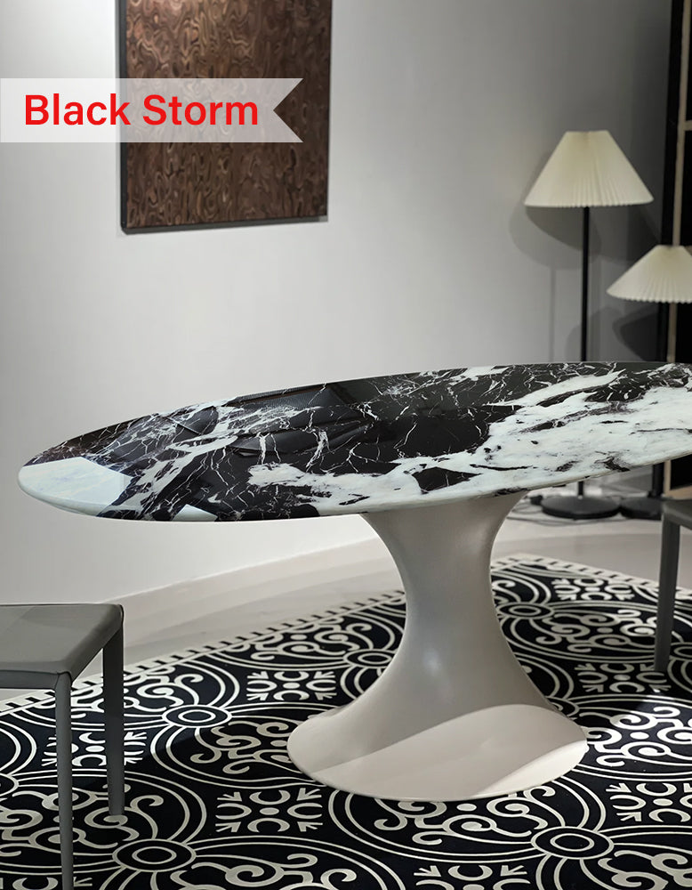 Omer Oval Dining Table, Marble