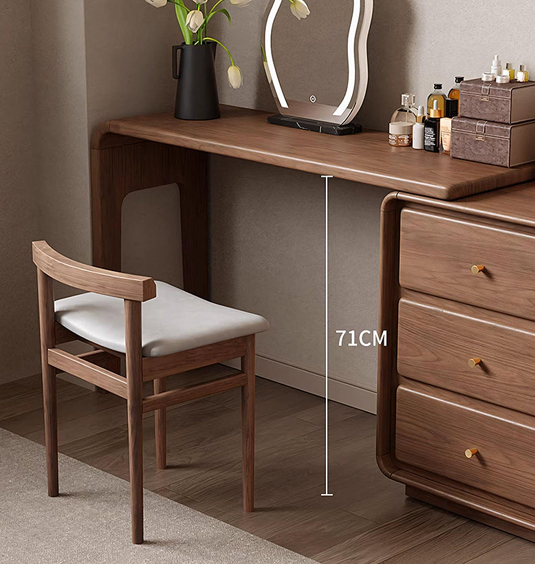 Ramirez Corner Dressing Table, Extendable Dressing Table, Walnut