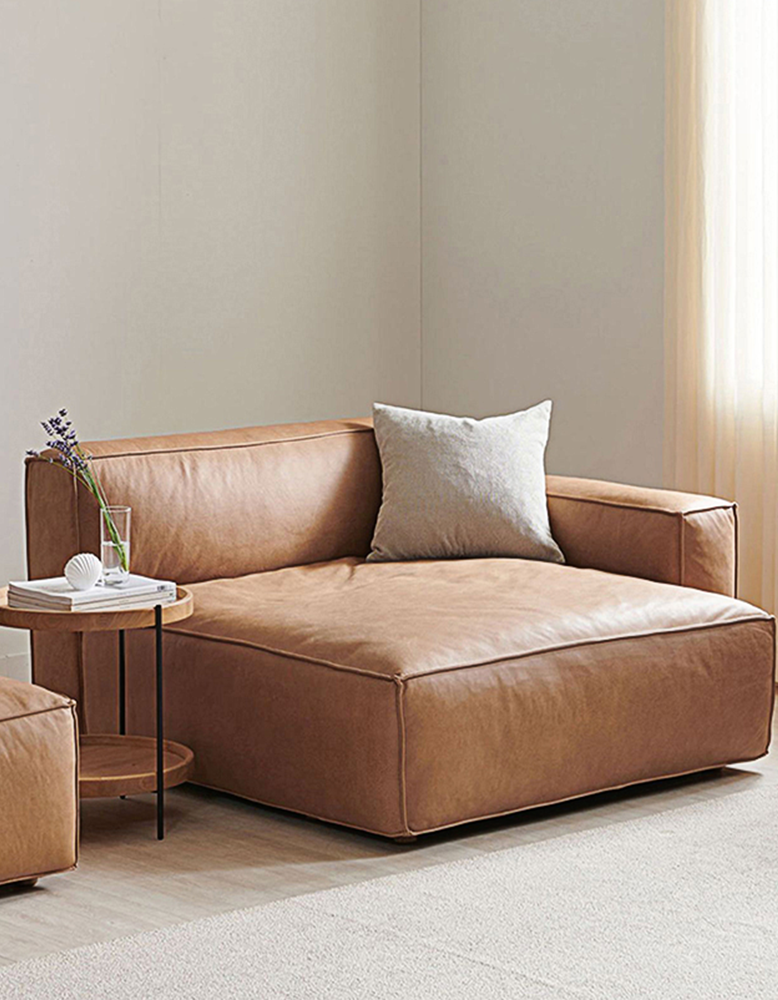 Calliope Brown Three Seater Sofa, Real Leather