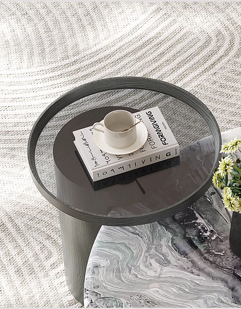 Galatea Round Nesting Marble Coffee Table, Marble Top