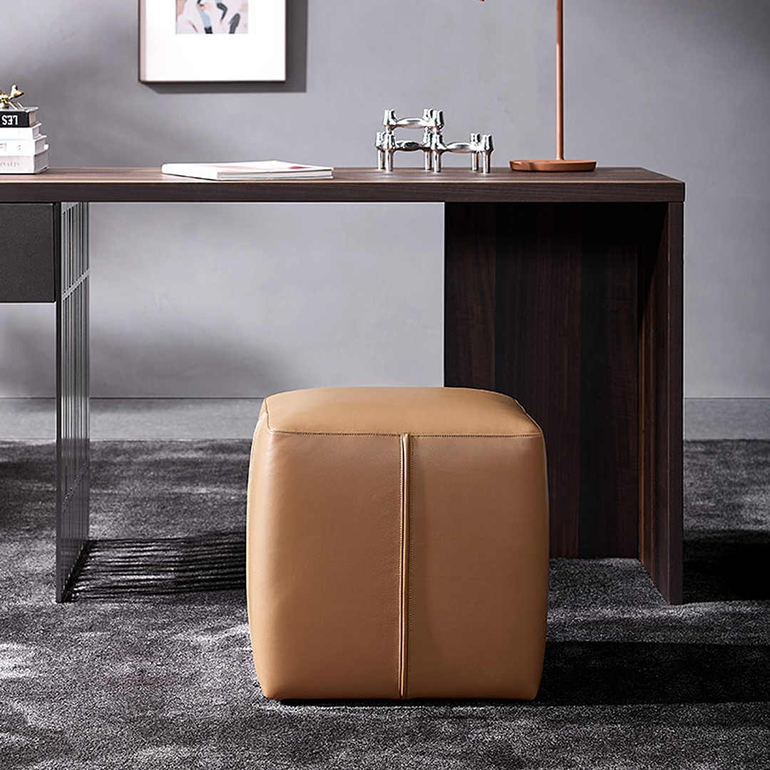 Rajiv Square Foot stool, Real Leather