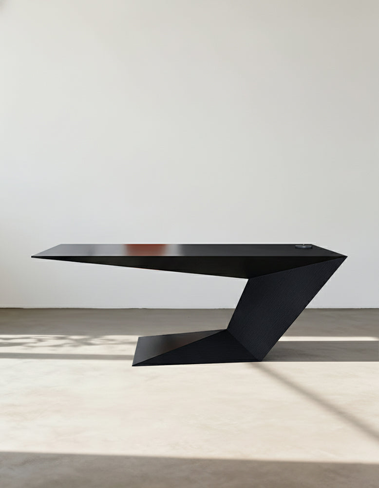 Ines Modern Office Desk For Home, Black Wood