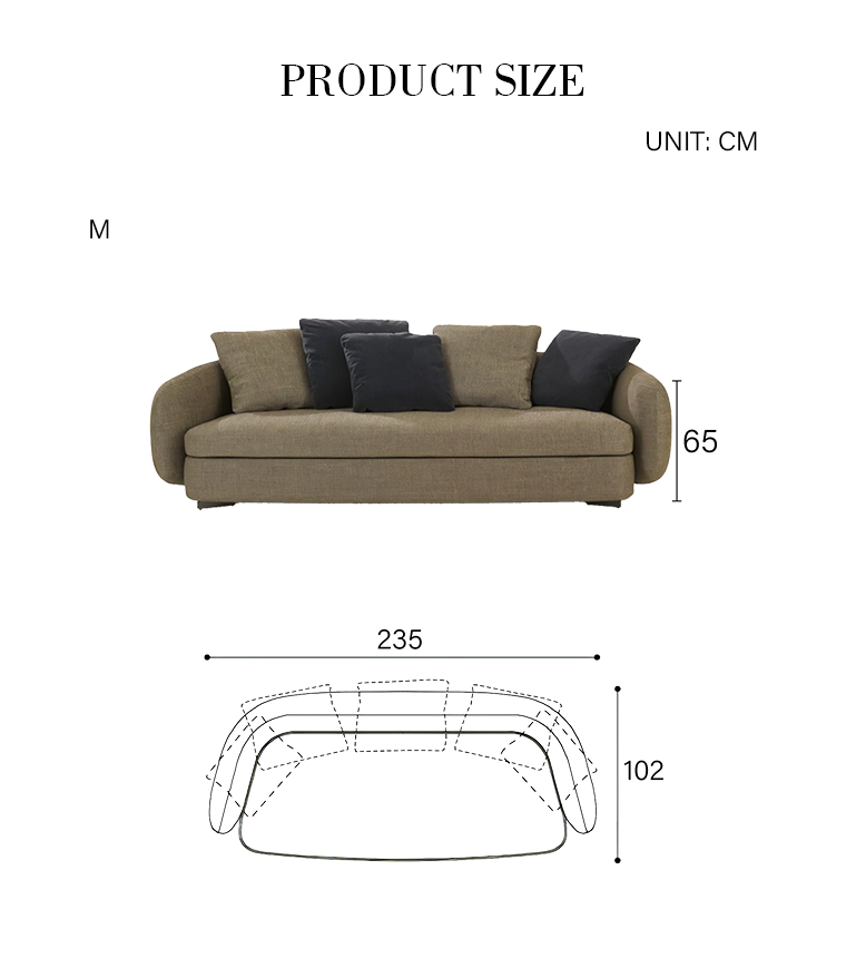 Randal Corner Sofa, Curved Sofa, Different Sizes & Fabrics Available