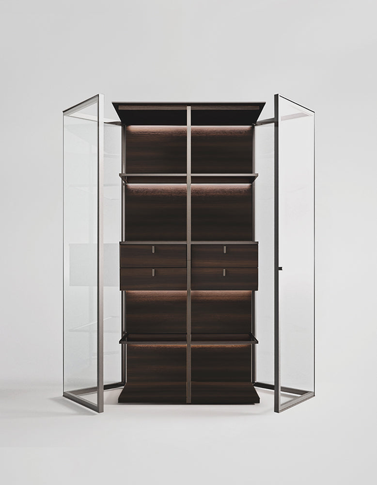 Galvez Akhtar Pahlavi Wine Storage With Glass Door, Display Cabinet