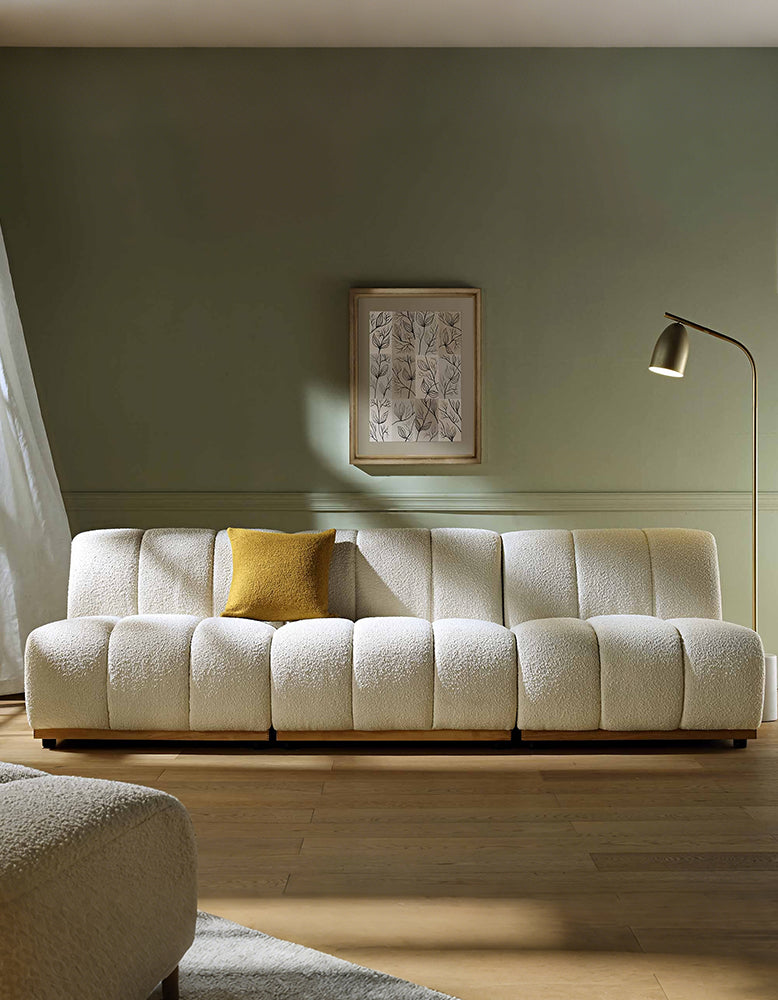 Yilmaz Modular Sofa, Armless Sofa, White Boucle